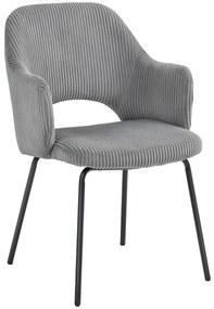 HOMCOM Krzesło do jadalni, pokrycie aksamitne, kształt muszli, nogi metalowe, podkładki pod stopy, szare