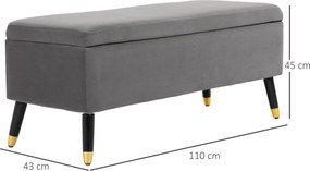 Stołek ławka ze schowkiem tapicerowana ławka skrzynia z siedziskiem drewno kauczukowe grafitowy | Aosom.pl