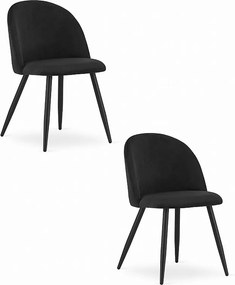 Krzesło Valora BELLO z metalowymi nogami w kolorze czarnego aksamitu, zestaw 2 szt.