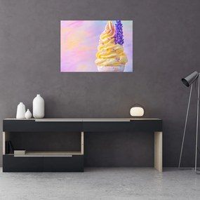 Obraz na szkle - Lody z lawendą (70x50 cm)