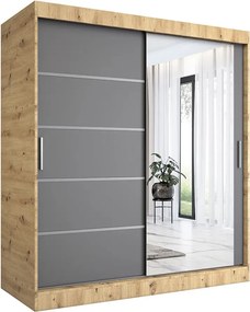 Szafa przesuwna 180 cm dąb artisan + antracyt Z0-D13