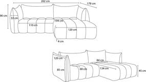 Beżowy narożnik z materiału bouclé (lewostronny/z szezlongiem) Azra – Bobochic Paris