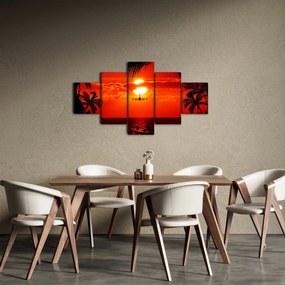 Obraz - zachód słońca z samolotem (125x70 cm)