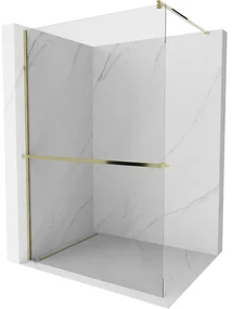Mexen Kioto+ ścianka prysznicowa z półką Walk-in 70 x 200 cm, transparent, złota - 800-070-121-50-00