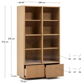 Witryna w dekorze dębu z drzwiami przesuwnymi w naturalnym kolorze 100x174x40 cm Helvine – Kave Home
