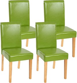 Krzesło do jadalni Littau (zestaw 4 sztuk),  imitacja skóry, zielony, jasne nogi