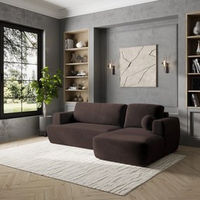 Masseno Narożnik SENTI z funkcją spania i pojemnikiem na pościel Narozniki L, Rozkładana sofa - Brązowy, KRONOS 06