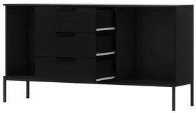 Komoda MEORATI 150x40 cm, czarna/dąb artisan