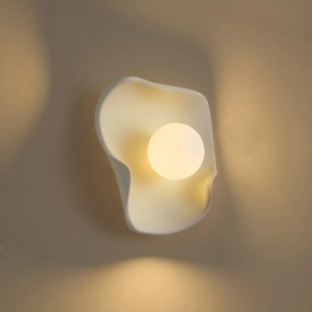 Lampa ścienna Japandi kremowa z białym szkłem - Parel