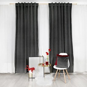 Grafitowa zasłona Werona z miękkiego weluru