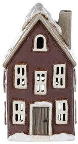 Ozdoby świąteczne Zimowy domek z kominem,ceramika, ciemnofioletowy