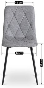 Krzesło Tapicerowane do Salonu ROBIN 2 Szare Nowoczesne Loft