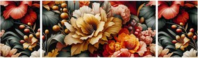 Obraz - Pomarańczowo-czerwone kwiaty (170x50 cm)