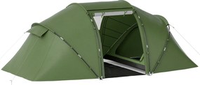 Outsunny Namiot tunelowy dla 4–6 osób, namiot kempingowy z drzwiami, mata podłogowa, wodoodporny 2000 mm, Zielony | Aosom PL