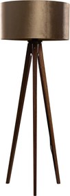 Lampa podłogowa na trójnogu z drewna orzechowego z abażurem z aksamitu w kolorze brązu, 50 cm - Tripod Classic