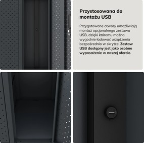Szafka BHP ubraniowa, skrytkowa, perforowana, 10 skrytek, antracytowa, 1360x1720x450 mm: BARTEK PRO