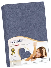 Bellatex Frotee prześcieradło na materac wysoki, szaroniebieski 180 x 200 + 40 cm