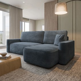 Masseno Narożnik NERI z funkcją spania i pojemnikiem na pościel Narozniki L, Rozkładana sofa - Szary, TILIA 85