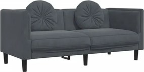 Ciemnoszara aksamitna sofa 2-osobowa z poduszkami E4-A56
