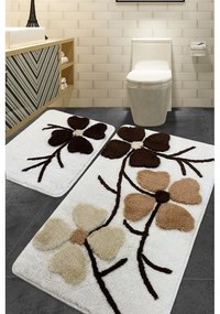 Brązowo-kremowe dywaniki łazienkowe zestaw 2 szt. 60x100 cm Kırcicegi – Foutastic