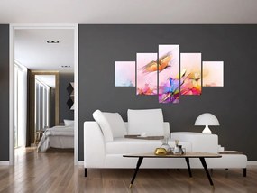 Obraz - Motyl nad kwiatem, abstrakcja (125x70 cm)