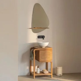 Zestaw Mebli Łazienkowych Bradley Z Drewna Tekowego Okrągły Biały Ceramiczny Ø30 Cm Calgari & - Sklum