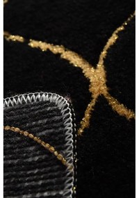 Zestaw 2 czarnych prostokątnych dywaników łazienkowych Foutastic Gold Wave