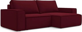 Narożnik prawostronny z funkcją spania - z tkaniny welwetowej - burgundowy - KIMO