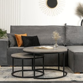 Zestaw Stolików Kawowych ROCKY MAX 60 cm/80 cm Szary Beton Nowoczesny Loft