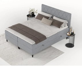 Szare łóżko boxspring ze schowkiem 160x200 cm Gwen – Maison de Rêve