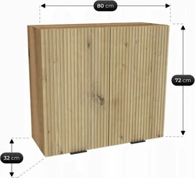 Zestaw Mebli Kuchennych MODERN 170 cm Dąb Artisan/Biały Połysk Ryflowany Nowoczesny