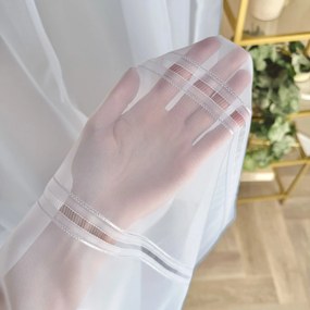 Firana woalowa z Dwoma Srebrnymi Pasami elegancka - wys. 300 cm