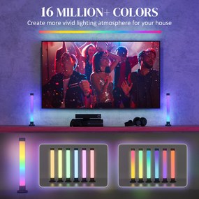 HOMCOM Zestaw 2 lamp LED, lampka stołowa z kontrolą przez aplikację i pilota, synchronizacja z muzyką, tryby kolorów, timer, biały