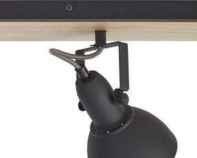 Czarny reflektor sufitowy z drewnem, 4-punktowy, obrotowy i przechylny - Jakub