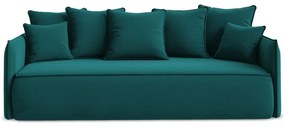 Turkusowa aksamitna rozkładana/ze schowkiem sofa 225 cm Hula – Makamii