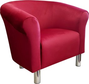 Fotel Milo tkanina Welur wygodny fotel tapicerowany do salonu i sypialni : Kolor nogi - Chrom, Kolor tkaniny - VELVET - MG31, Wysokość nogi - 15 cm