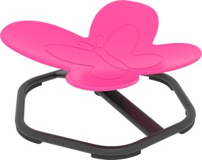 AIYAPLAY Sensoryjny fotel obrotowy dla dzieci, w kształcie motyla, wspiera równowagę i koordynację, Plastik, Metal, Różowy