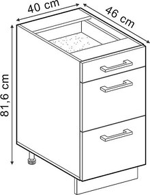 Szafka dolna do kuchni czarny beton 40x46x81.6 r-line