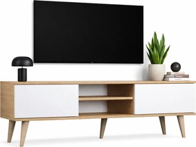 Skandynawska szafka pod telewizor dąb artisan + biały H8-K57