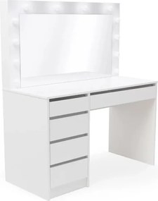 Toaletka Velinio XL 120 cm z szufladami i oświetleniem - biały