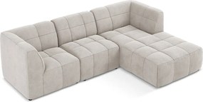 Beżowy aksamitny narożnik (prawostronny/z szezlongiem) Aloha – Makamii