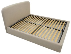 Beżowe tapicerowane łóżko dwuosobowe ze schowkiem ze stelażem 140x190 cm Sea – Scandic