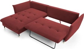 Narożnik GLAM Lewostronny z funkcją spania, zestaw z poduszkami wolnostojący tkanina RIVIERA 61 Burgundowy DOMO HOME