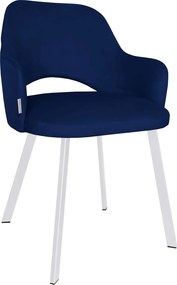 Krzesło Milano tkanina Welur noga metalowa : Kolor nogi - Biały profil, Kolor tkaniny - VELVET - MG16, Typ siedziska - Siedzisko obrotowe 360°