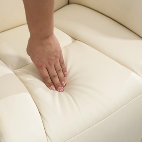 HOMCOM Fotel relaksacyjny, funkcja leżenia, wygląd skóry, podnóżek, do 150 kg, 78 x 80 x 109 cm, Kremowy | Aosom PL