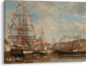 Obraz - Eugène Boudin, Festival in the Harbor of Honfleur, reprodukcje (70x50 cm)