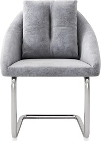 Zestaw 6 krzeseł z weluru - metalowa konstrukcja - Szary