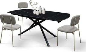 Stół ceramiczny czarny, podstawa metalowa czarna, rozkładany 120x88-180x88 - BONIFACIO