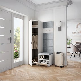 Masseno Garderoba LORI 95/181/51 cm Nowoczesna Szafa do Przedpokoju Biała