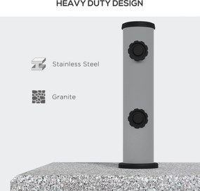 Outsunny Podstawa pod Parasol z Granitu, 28 kg, Koła, dla Masztów 32/38/48mm, Szary